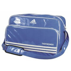 Adidas Carry Bag in Shiny Blue. 38x27x19cm. with "Taekwondo" Print. Faux Leather