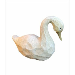 Hand Painted White Wood duck Rustic Decoy Swan