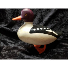Signed, Hand Carved and Painted Standing Duck with Lead Feet 