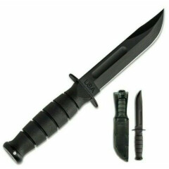 Ka-Bar Bowie Fighting Knife 5" Plain w/ Leather Sheath 1256 Tactical Camp Hunt-