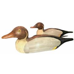 2 Vtg Metal Hand Combed Duck Decoys Enamel Paint 16” Rustic Heavy Hollow Pintail